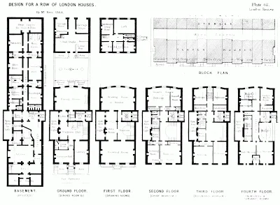 Interior plan of a very large Belgravian Townhome, from The Gentleman's House 