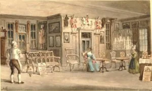 The Old Chelsea Bun House painted by Frederick Napoleon Shepherd in 1839 from a print at the Museum of London.