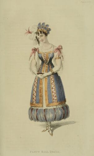 Fancy dress ball gown, 1828