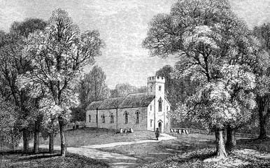 Engraving of Steventon rectory, home of the Austen family during much of Jane Austen's lifetime