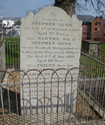Martha Gunn's tombstone at St. Nicholas Church, Brighton.