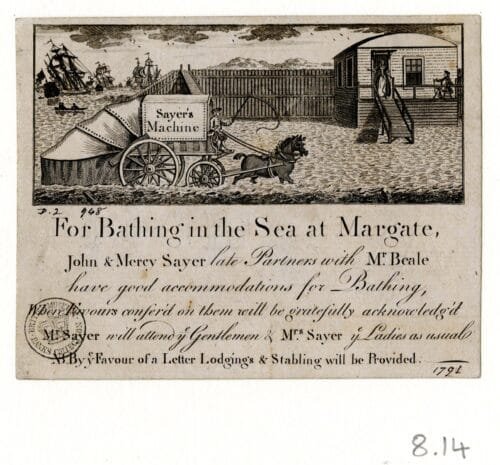 Trade card of John & Mercy Sayer, bathing machine makers