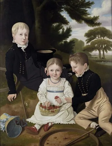 painting, The basket of cherries. Signed and dated E. W. Gill 1828. Oil on canvas,