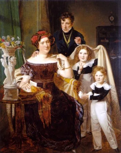 Bildnis "Freiherr von Odkolek mit seiner Gattin und den beiden Söhnen", 1826.