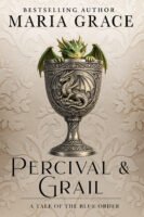 A bookcover featuring a cute green dragon sitting in a pewter grail with the sillouette of a dragon, peeking over the edge.
